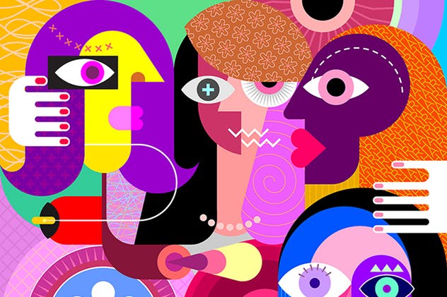 怪诞抽象人物矢量艺术作品v1 Large group of people vector artwork插图(1)