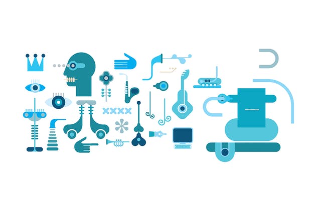 蓝色抽象艺术矢量插画 Abstract Art Blue Design vector artwork插图(1)