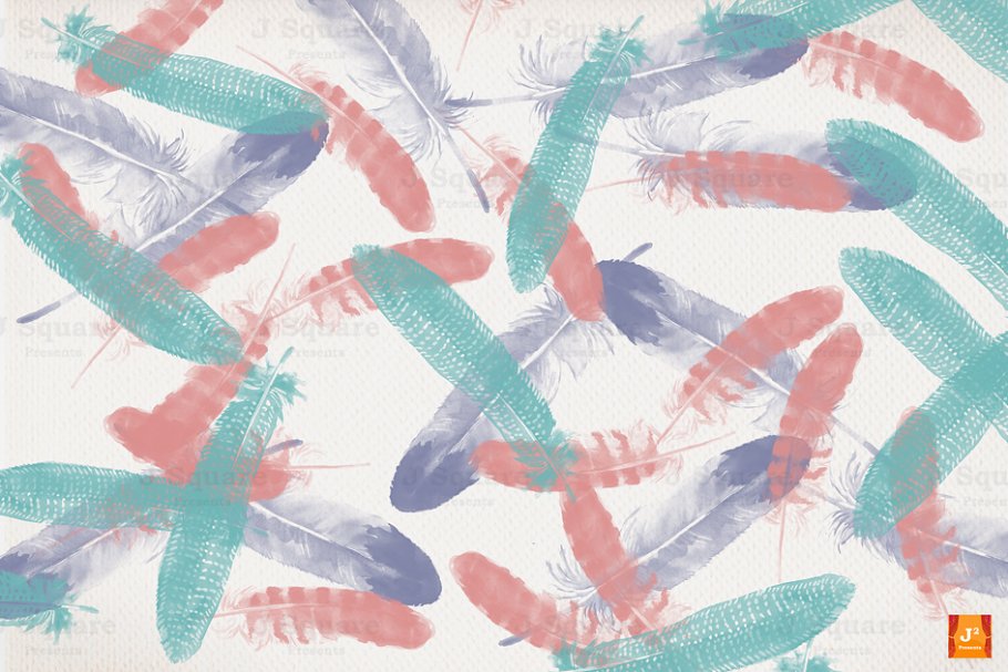 彩色水彩山鸡羽毛剪贴画 Watercolor Feather Clip Arts插图(3)