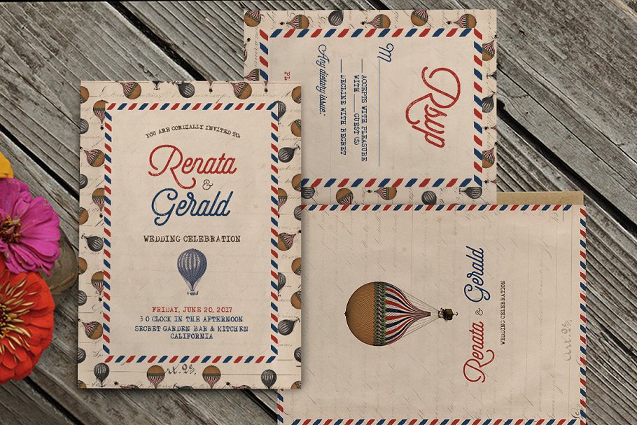复古怀旧风格旅行婚礼设计物料素材 Vintage Travel Wedding Suite插图(5)