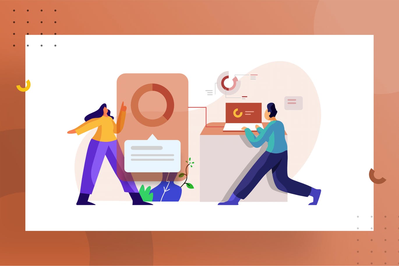 数据集成主题网站设计矢量插画素材 Data integration Illustration for website插图