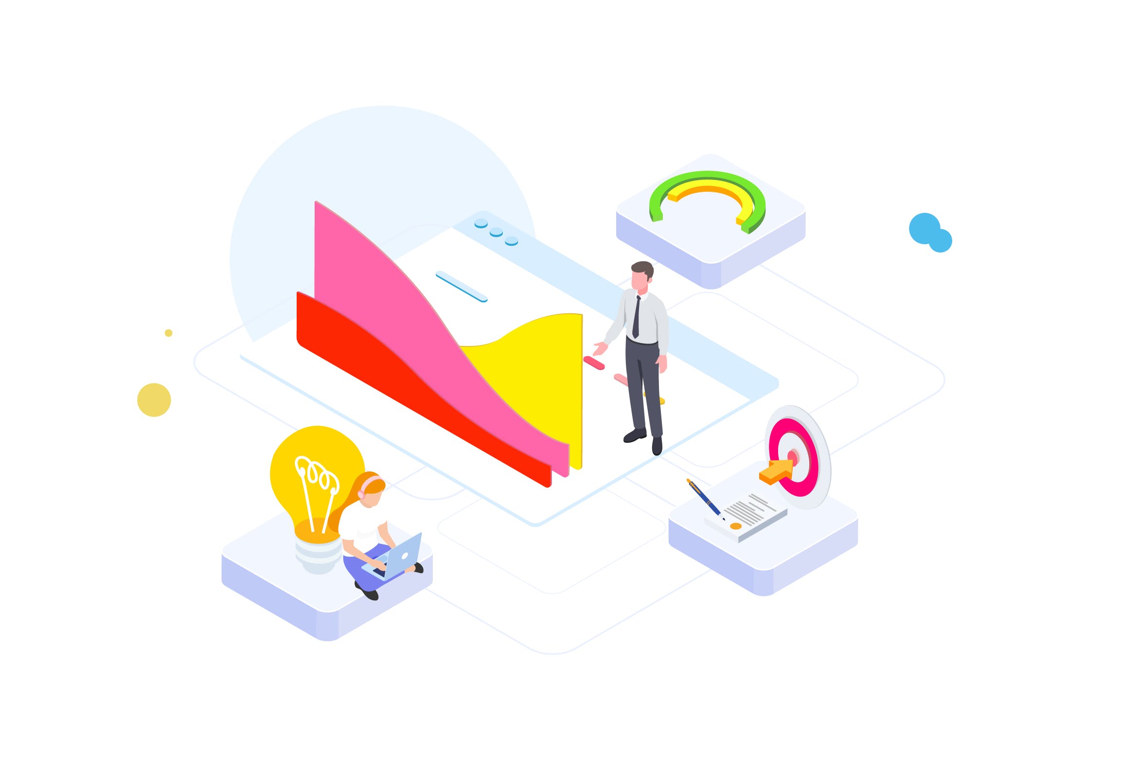 财务规划金融主题等距概念插画v2 Financial Planning Isometric Illustration – FV插图