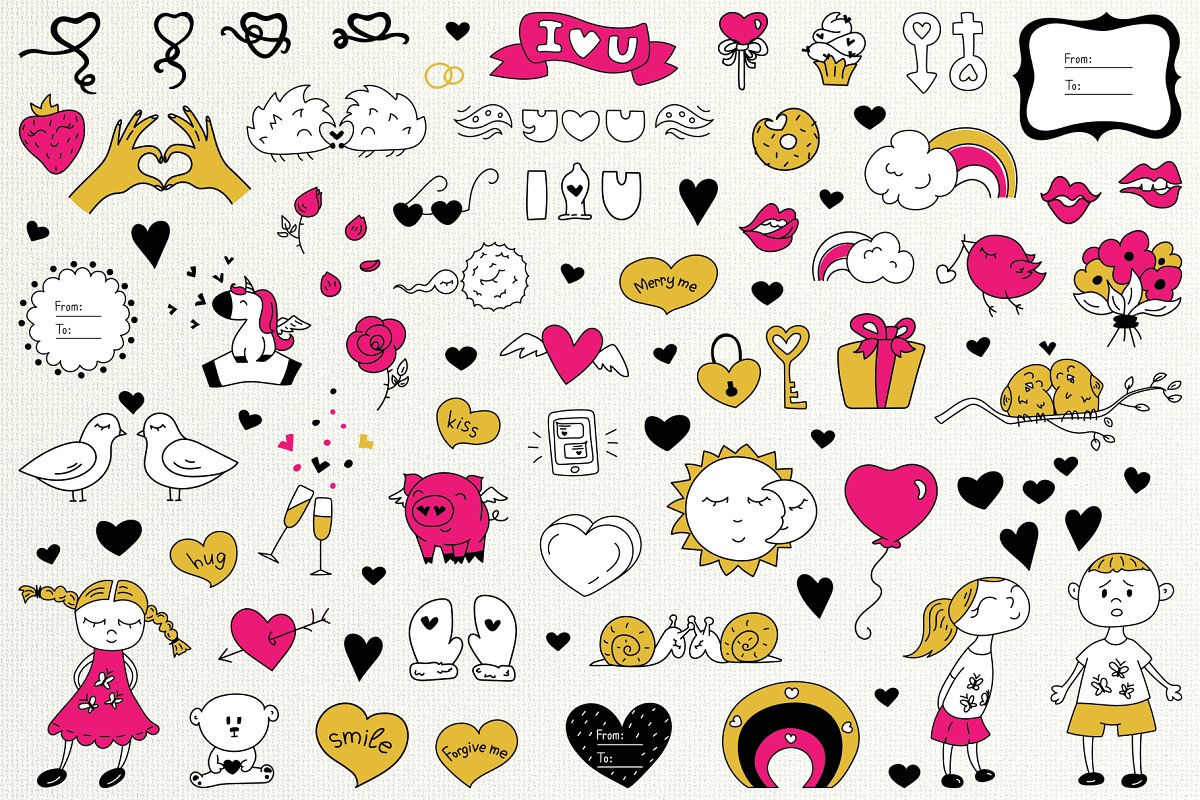 浪漫的情人节卡通插画素材包 [EPS]插图(3)