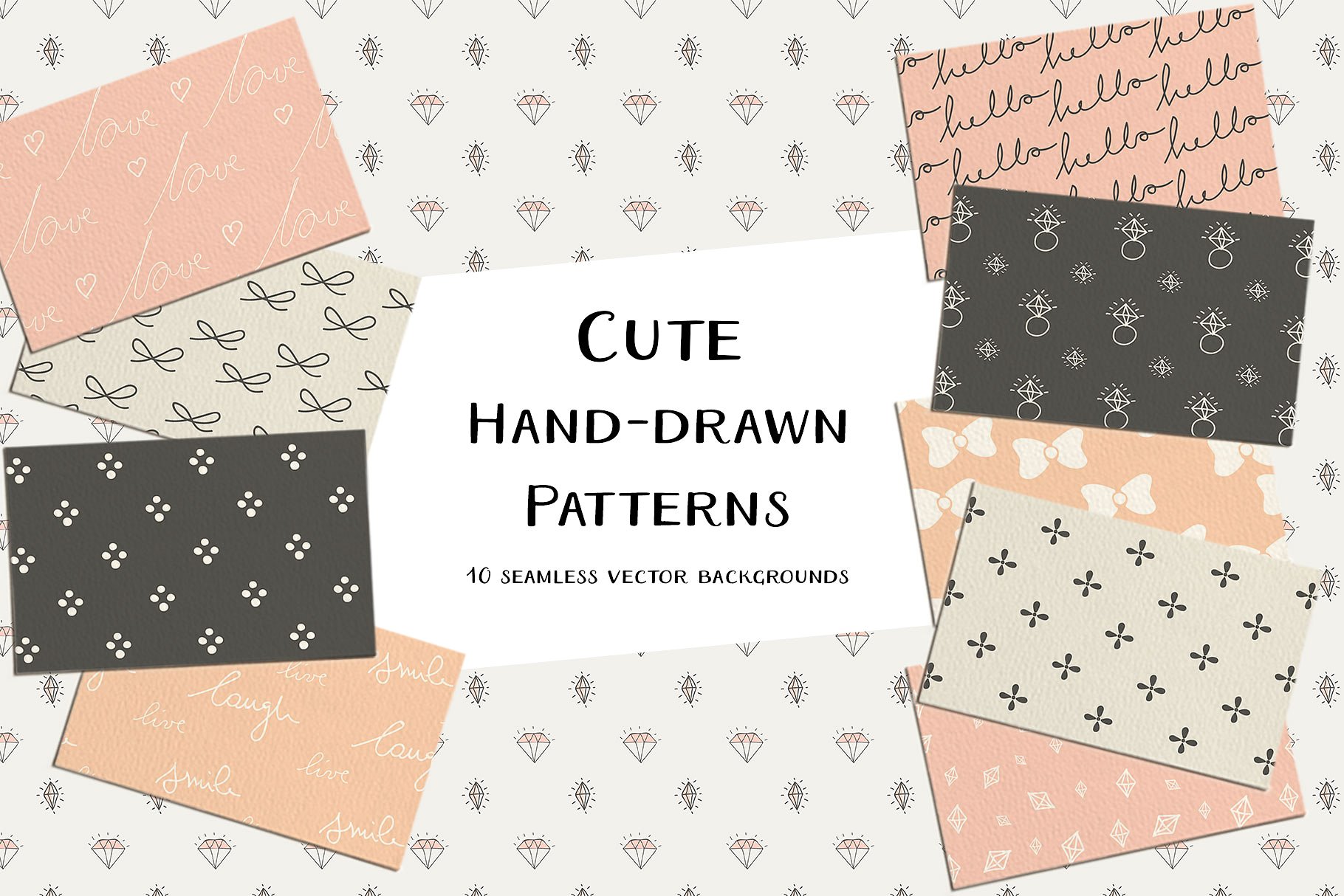 可爱的手绘图案纹理 Cute Hand-Drawn Patterns插图