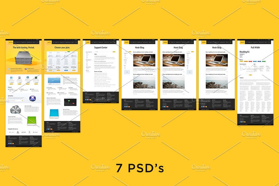 服务器云主机提供商网站设计PSD模板 Hostr – PSD Template插图(1)