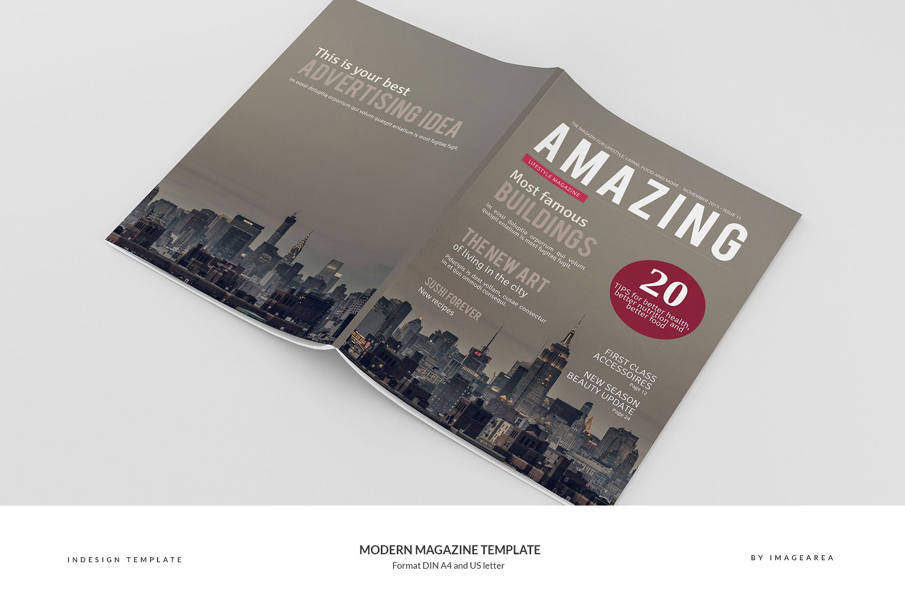 现代摩登城市宣传杂志画册模板 Modern Magazine Template插图(1)