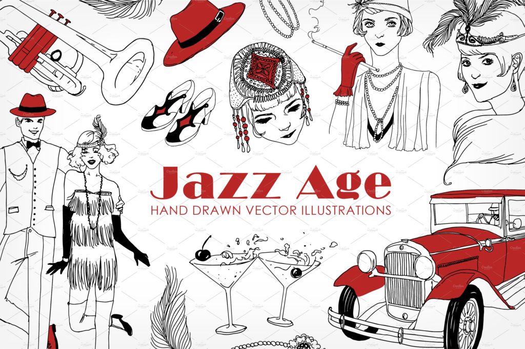 复古风格矢量男女手绘素材下载[eps,jpg]插图