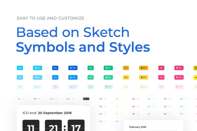 加密货币主题网站设计UI套件 Cryptonit – ICO Sketch Template插图(4)