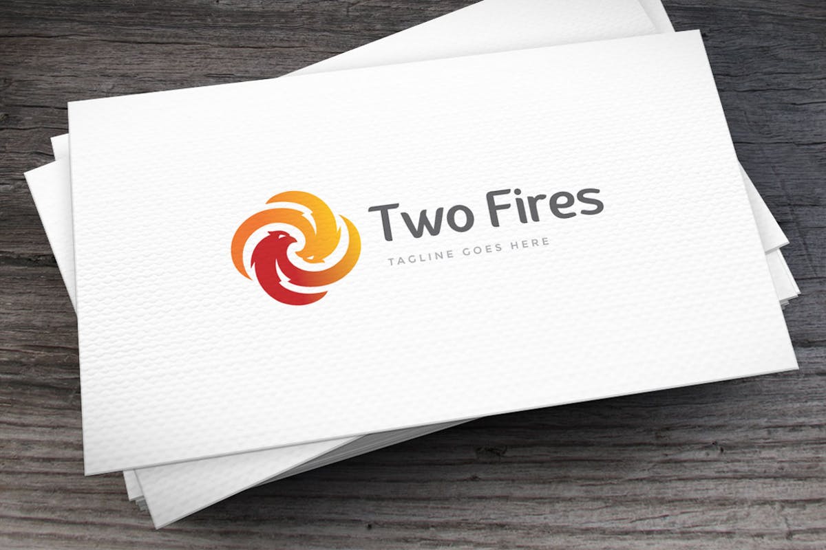 火凤凰火焰创意Logo设计模板 Two Fires Logo Template插图