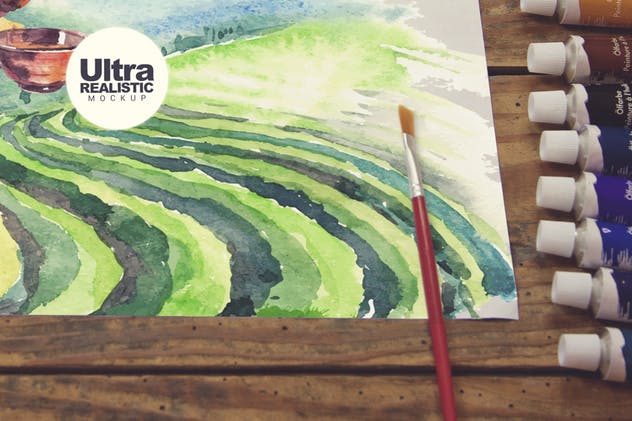 水彩画作品展览工作室场景样机 Sketchbook Paint Scene插图(3)