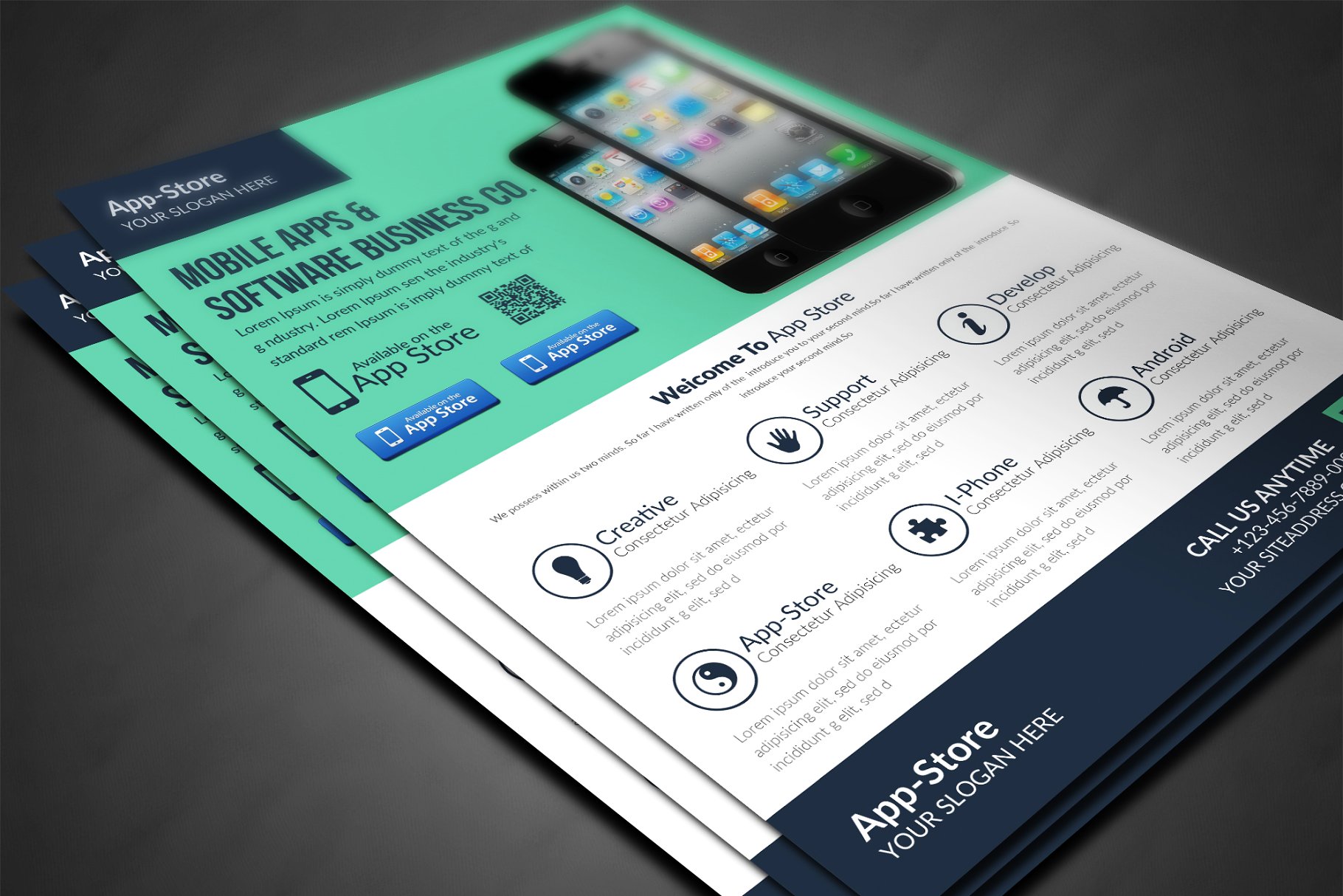 手机应用宣传推广广告海报模板 Mobile App Flyer插图(2)
