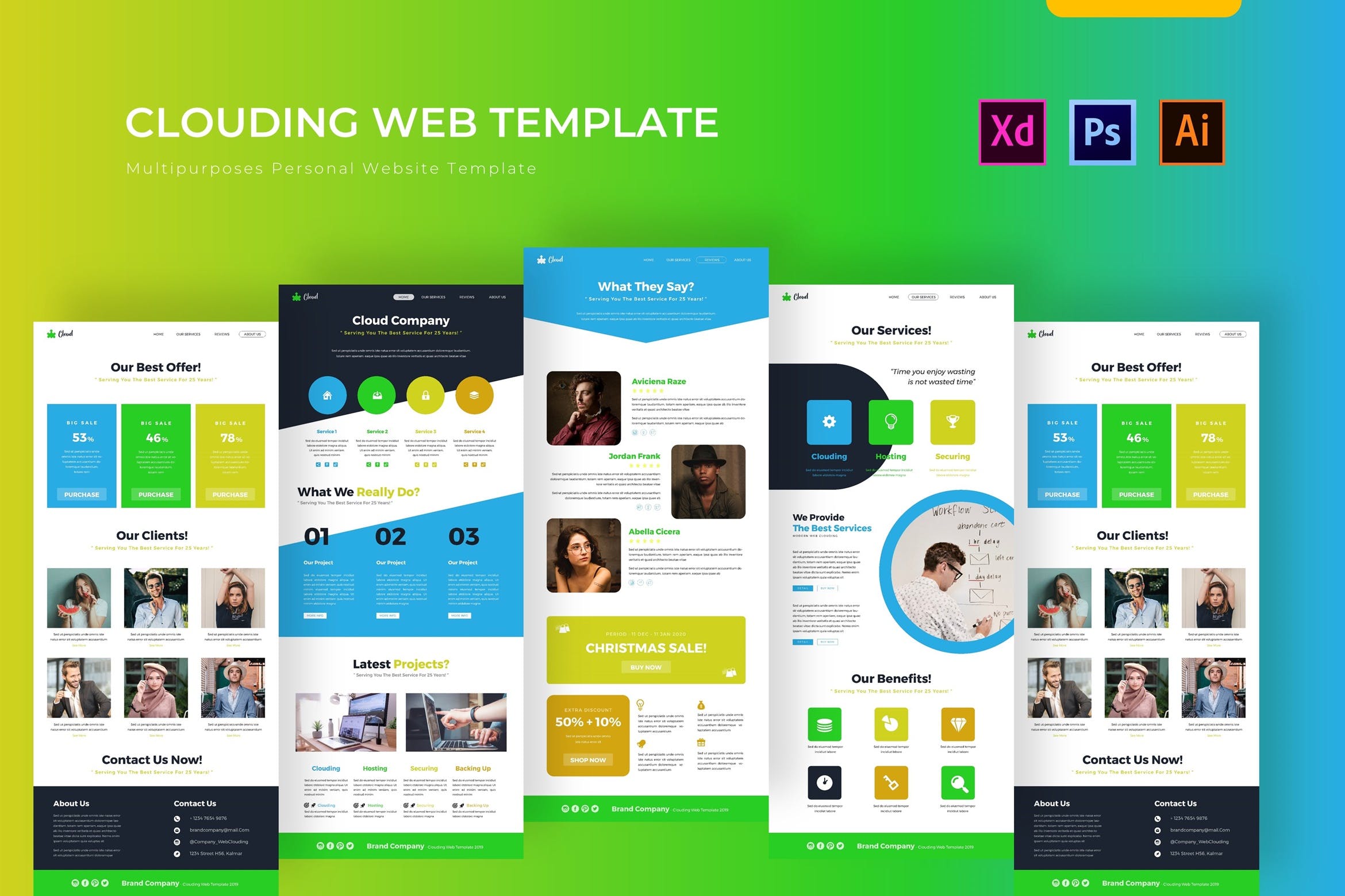 云服务器供应商网站设计PSD模板 Web Clouding | PSD Web Template插图