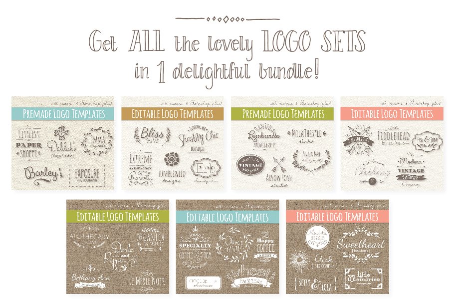 35款手绘Logo制作设计模板 35 Hand Drawn Logos Bundle – Vector插图(3)