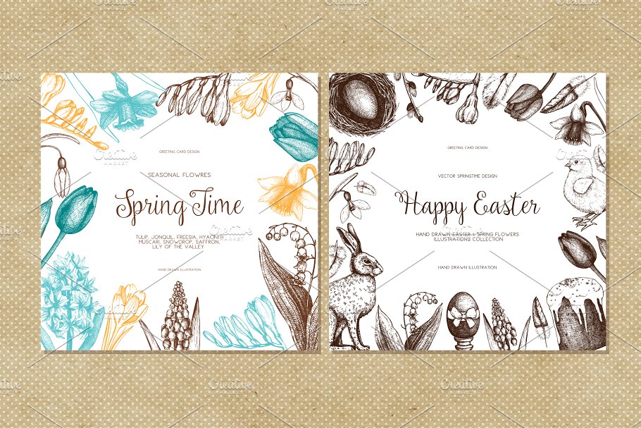 复活节和春天插画元素集 Easter & Spring Illustrations Set插图(5)