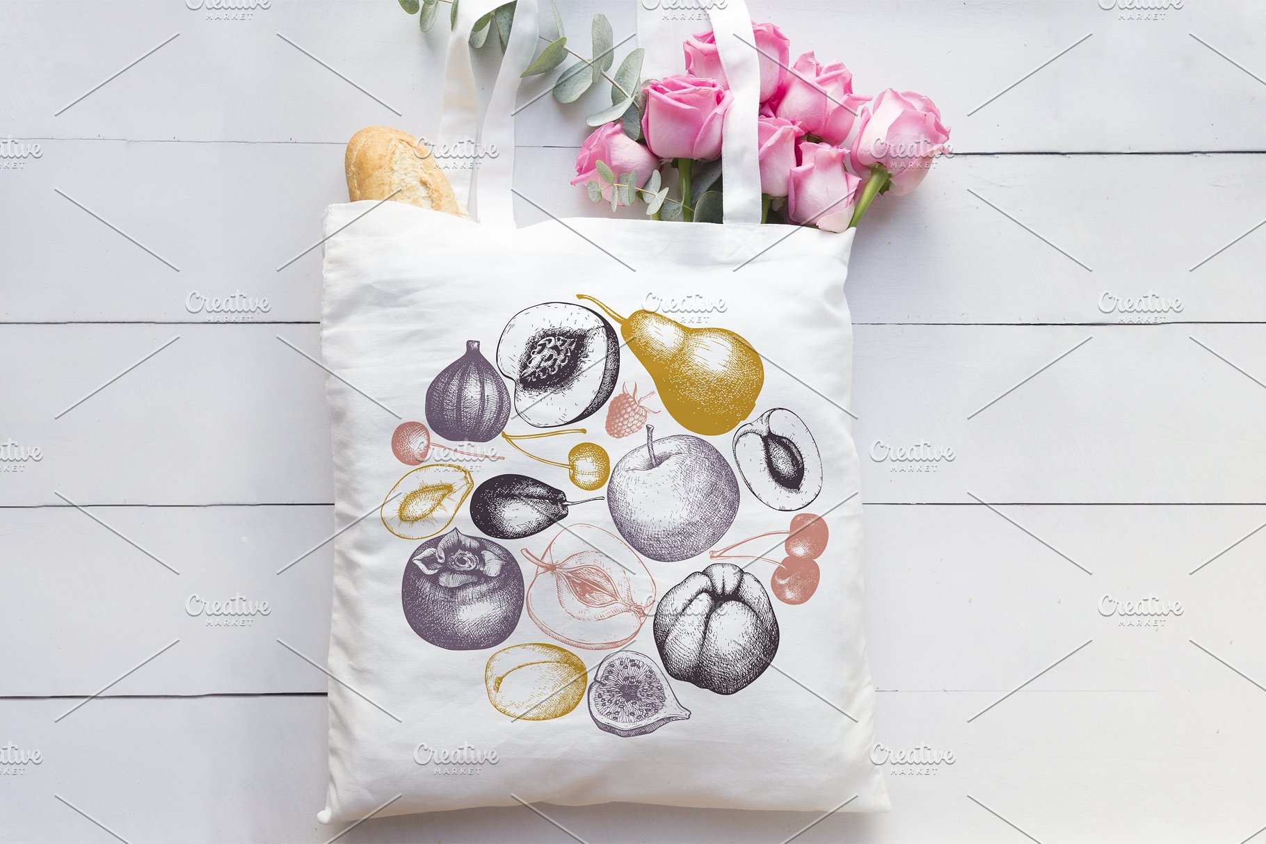 复古葡萄园插画素材合集 Vintage Set of Garden Fruits插图(6)