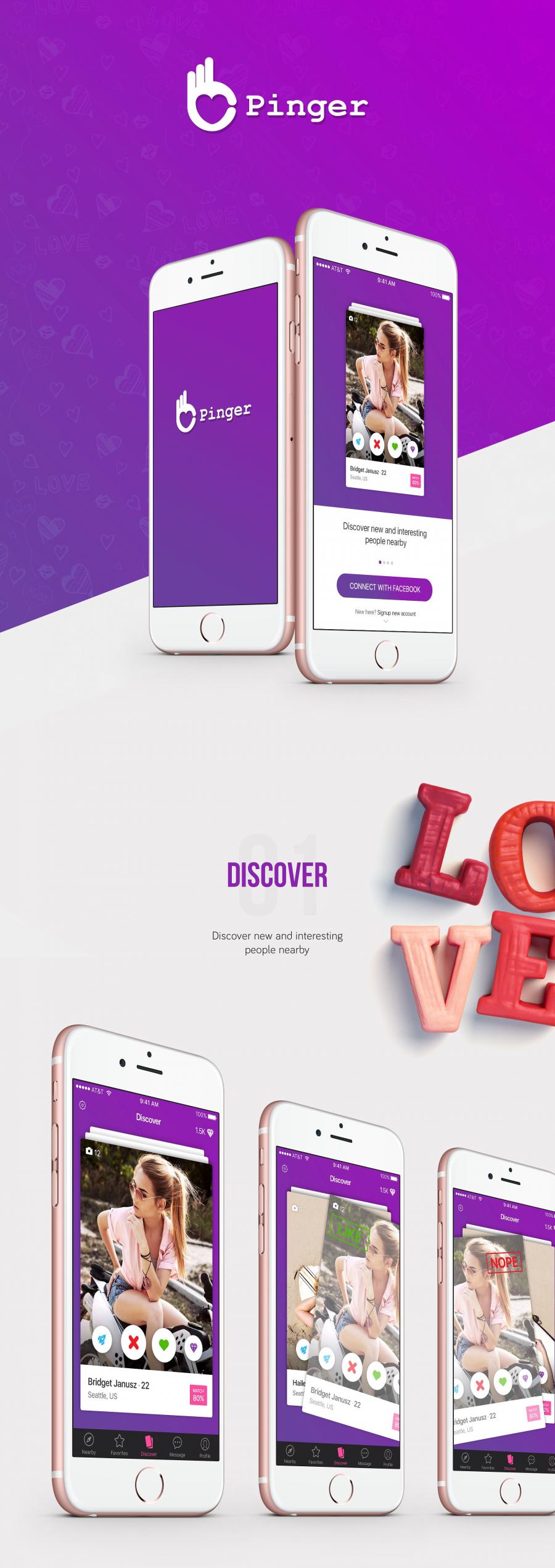 约会 APP UI 套件 Pinger – Dating UI Kit插图(1)