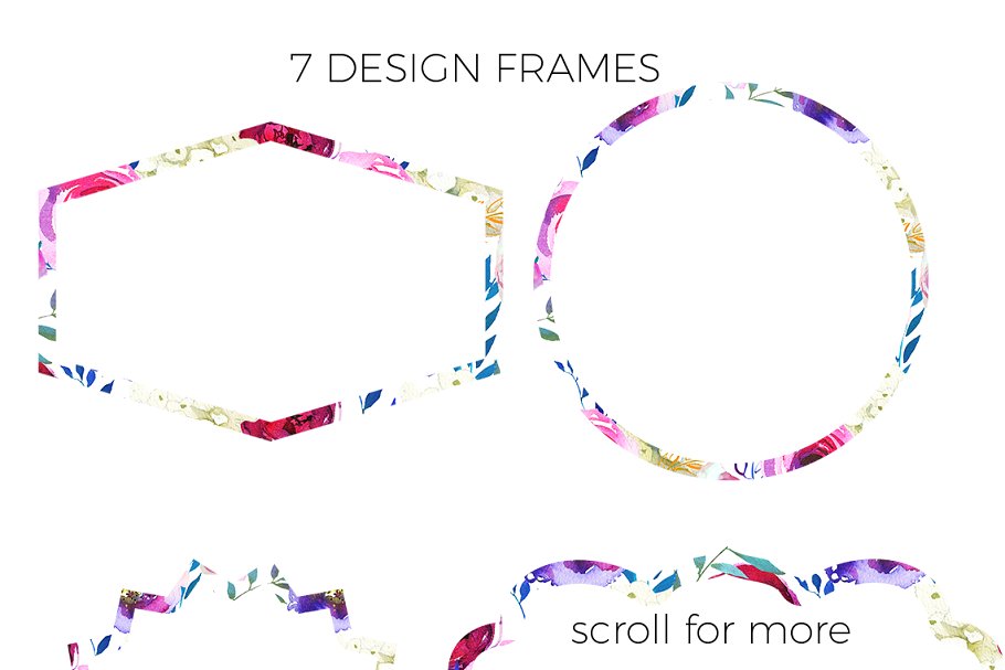 靛蓝粉红水彩花卉剪贴画 Indigo Pink Teal Watercolor Florals插图(5)