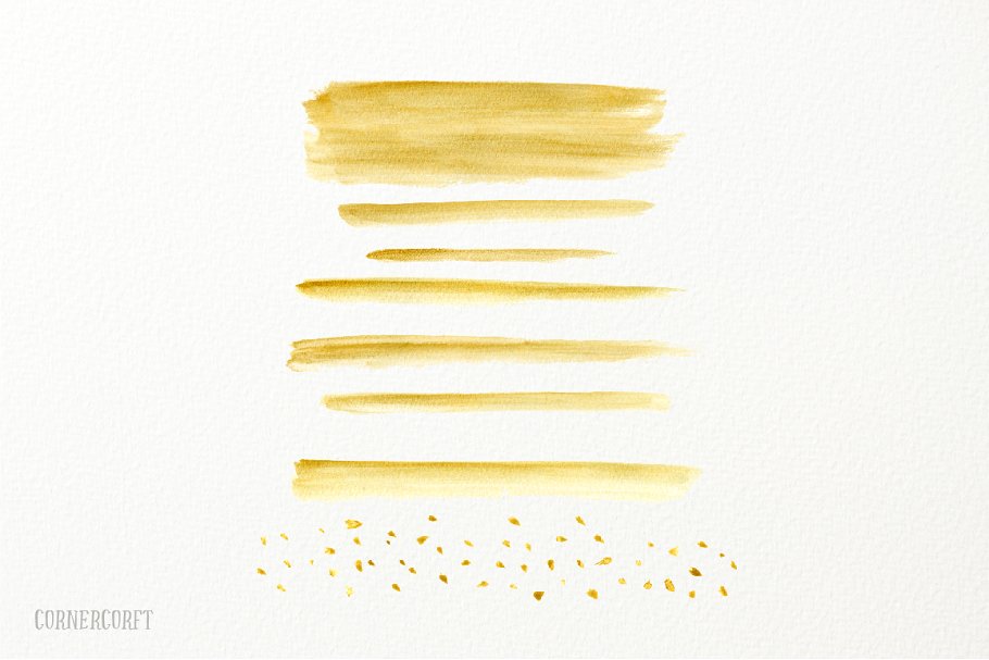 清新浅色调水彩笔刷插画 Brush Stroke Peach Mint Gold插图(3)