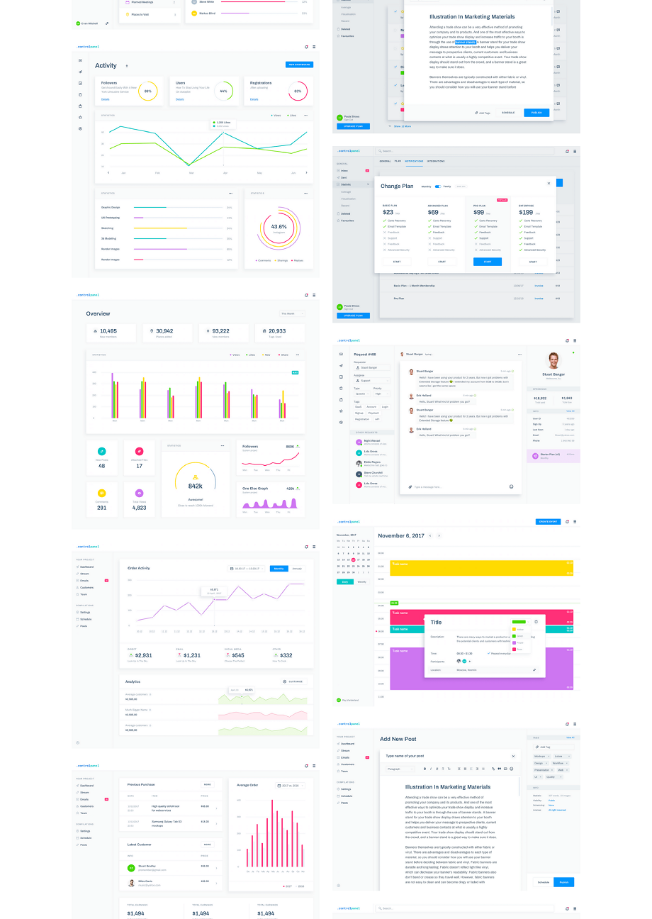 控制面板/网站仪表盘UX/UI工具包-.controlpanel [for SKETCH&PS]插图(6)