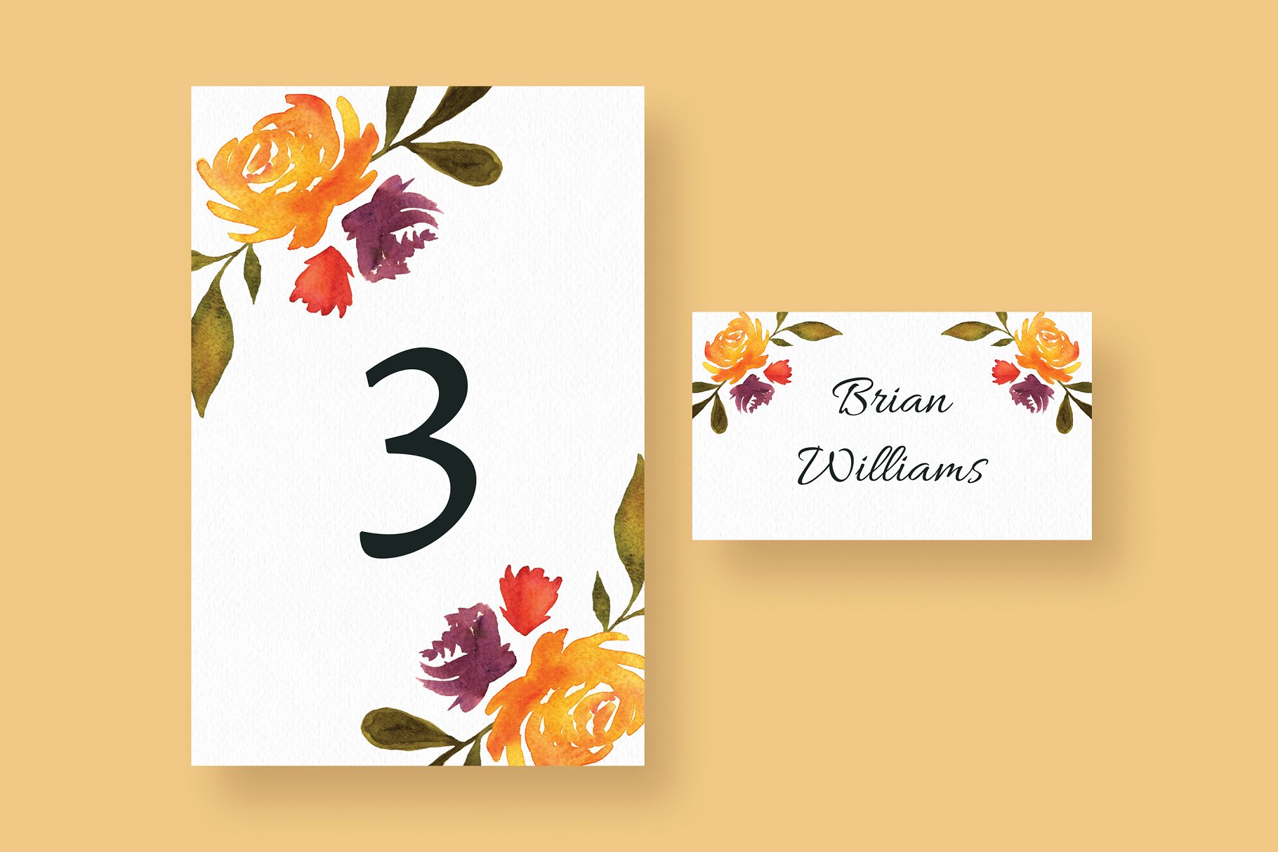 秋季水彩婚礼邀请函设计套装 Watercolour Fall Wedding Suite插图(4)