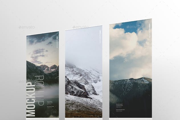 垂直卷帘画海报样机模板 Rollup Mockup插图(6)