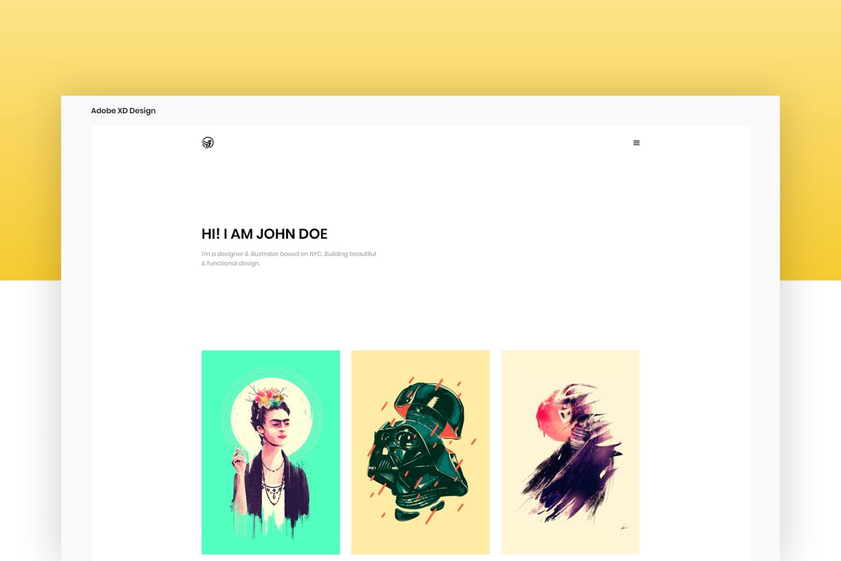 创意设计师作品展示网站列表UI模板 for XD Portfolio Design – Adobe XD插图
