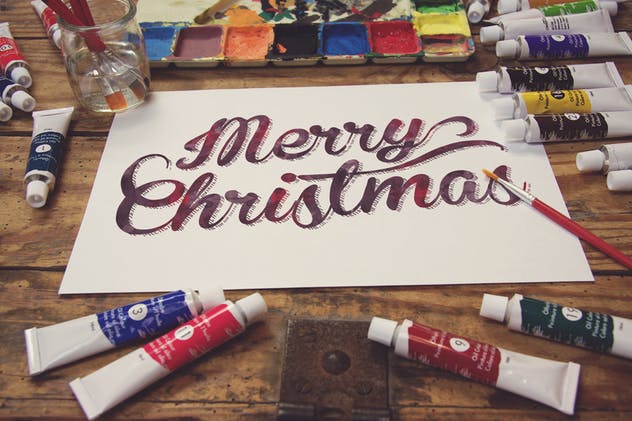 画室创作场景画纸样机模板v3 Paper Paint Scene插图(1)