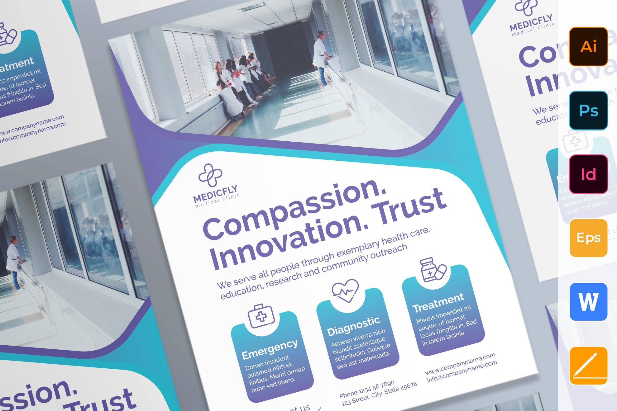 私人诊所/医院简介海报设计模板 Medical Clinic Poster插图