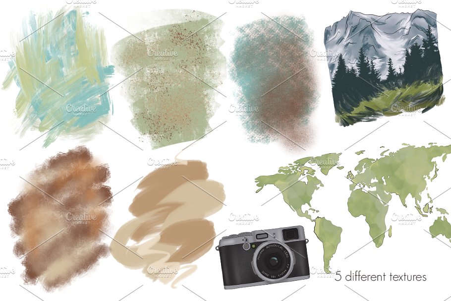 旅行主题手绘设计工具包 Wanderlust Hand Drawn Design Kit插图(8)