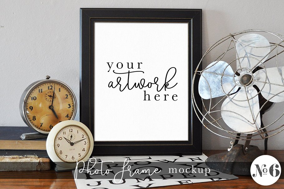 美式工业复古相框样机模板 Vintage Frame Mockup #6插图(1)