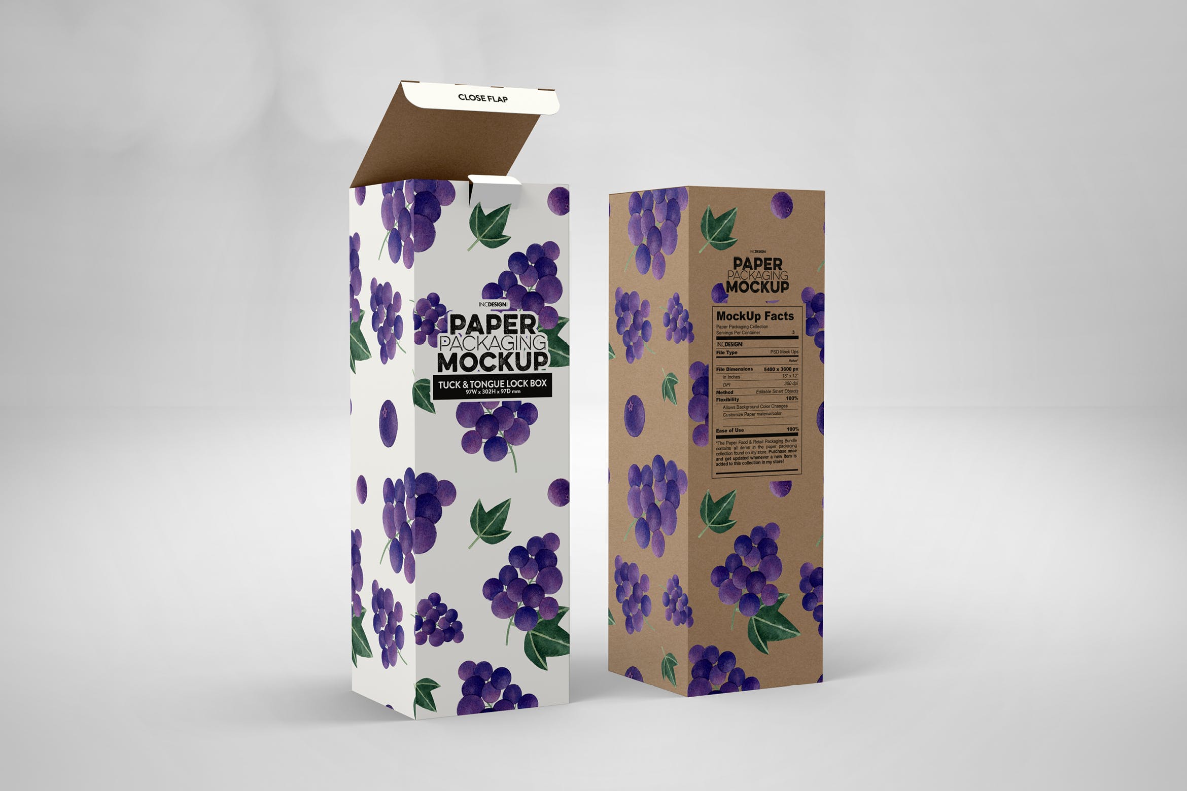 长方体产品包装盒设计效果图样机 Tall Box Tuck & Tongue Lock Mockup插图