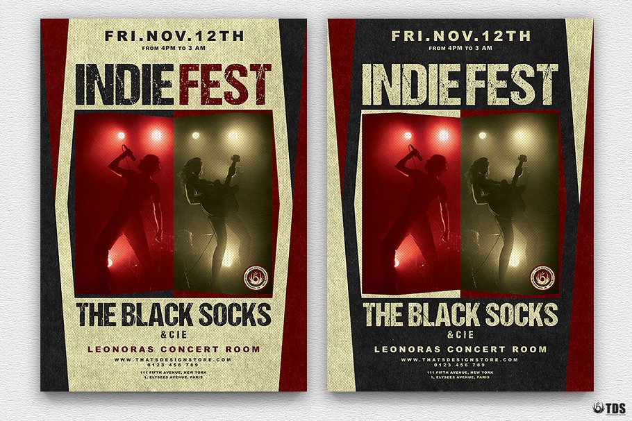 独立音乐节派对传单PSD模板v4 Indie Live Festival Flyer PSD V4插图(1)