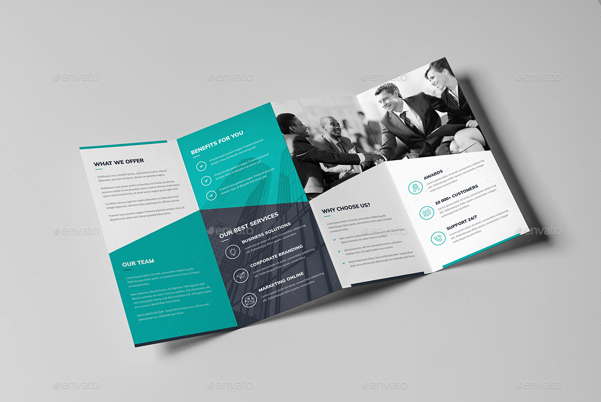 典型的正式的企业商务四折页模板下载插图(1)