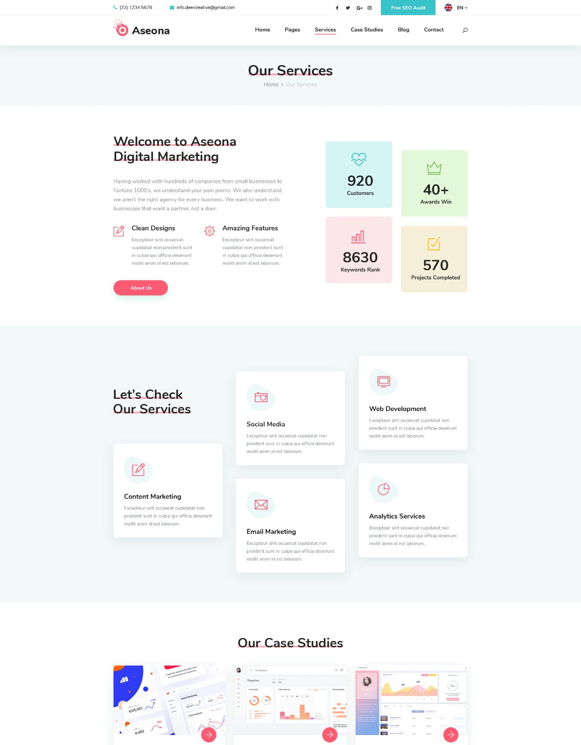 SEO数字营销服务企业官网设计PSD模板 Aseona | SEO Digital Marketing Template PSD插图(8)