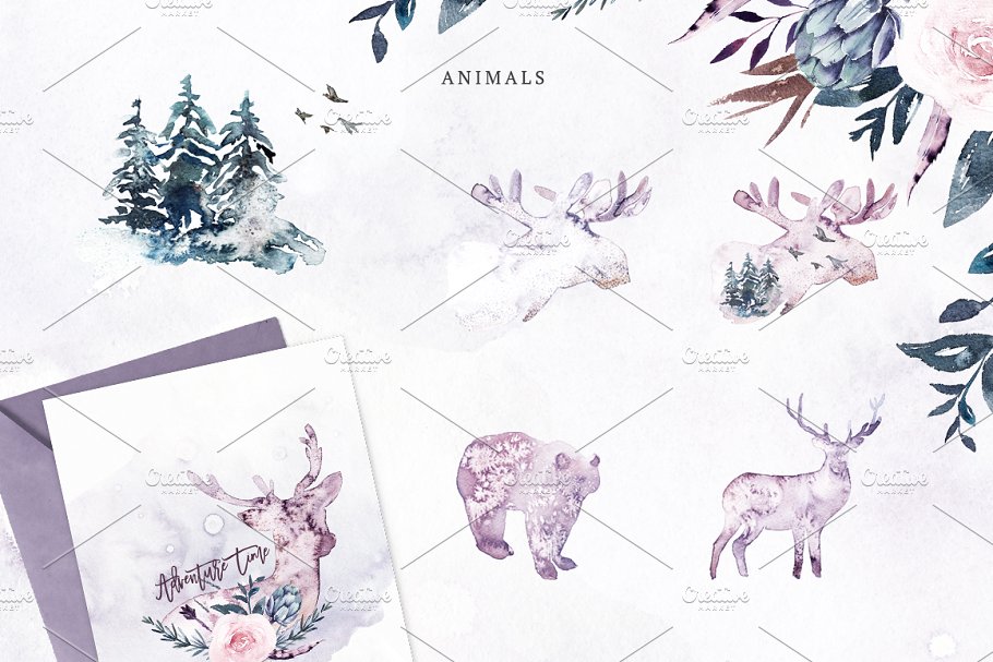 幽灵风格森林动物设计素材[1.11GB] Animals of the Ghost Forest插图(1)