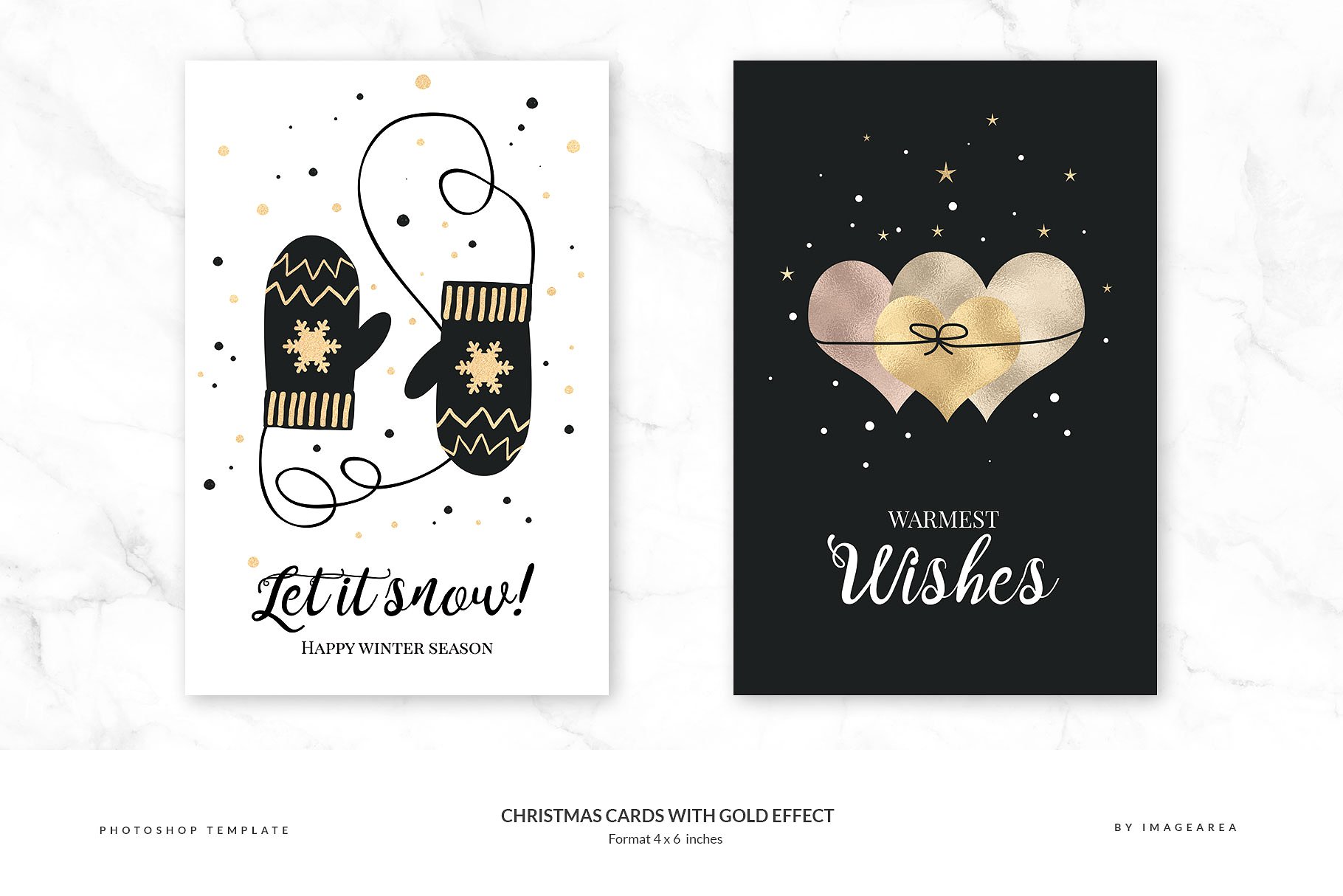 金箔装饰圣诞节主题贺卡模板 Christmas Cards with Gold Effect插图