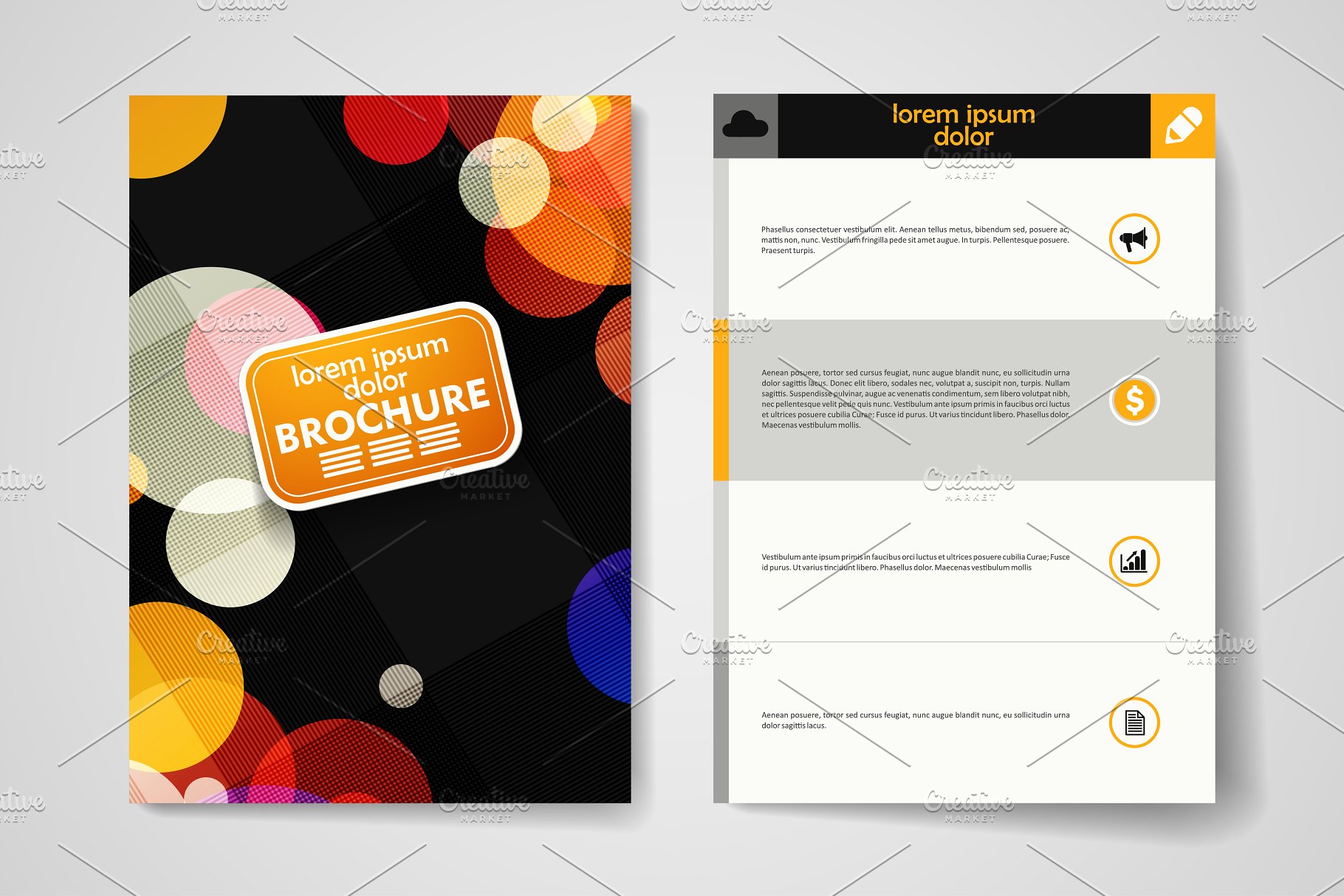 简约黑色底色背景抽象图形小册子模板 Abstract Brochures插图(2)