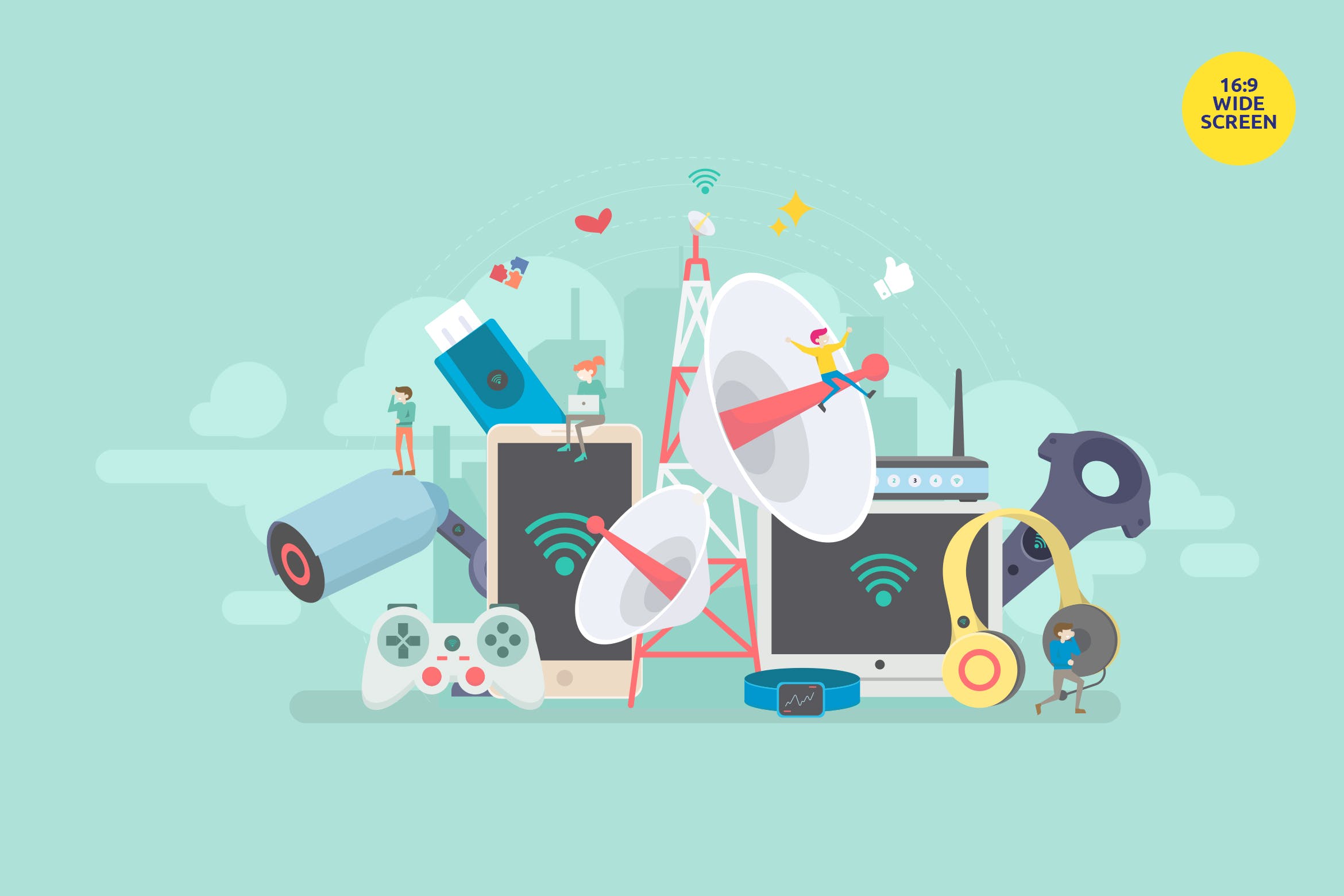 现代智能无线连接技术主题矢量概念插画 Smart Modern Wireless Connectivity Technology插图