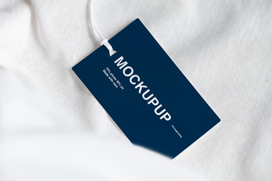 服装标签挂牌设计样机 Clothes label tag blank white mockup插图(2)