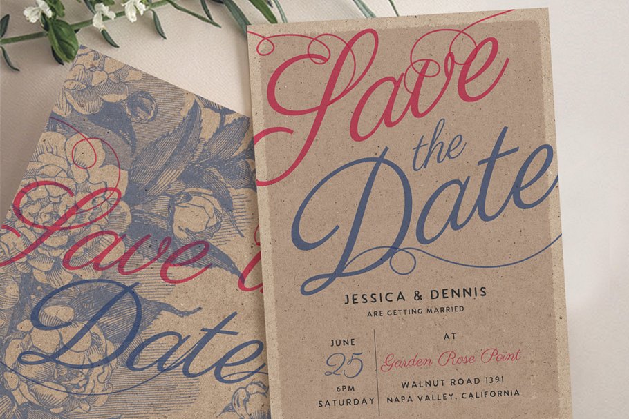 乡村气息婚礼邀请函设计套装 Rustic Wedding Invitation Suite插图(1)