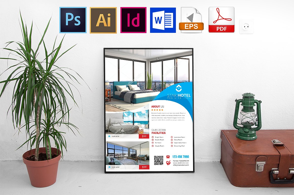 10款酒店宣传海报模板合辑下载 10 Hotel Poster Bundle [ai,psd,indd]插图(9)