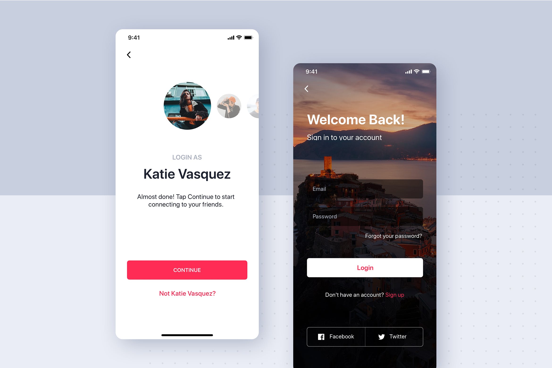 APP应用账号登录屏幕界面设计素材库精选模板 Registration UI Mobile Template插图
