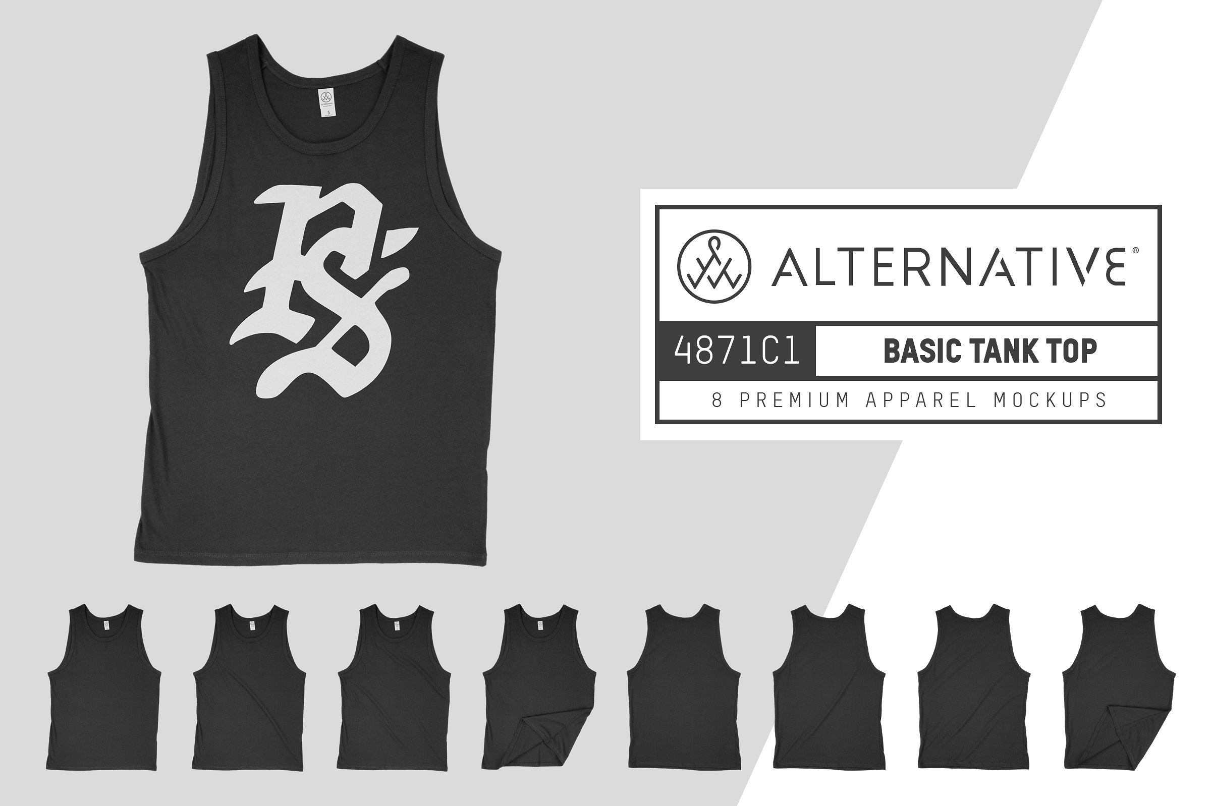 运动背心服装样机 Alternative 4871C1 Tank Top Mockups插图