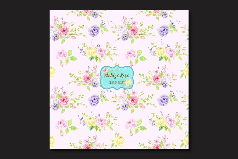 复古花样玫瑰图案纹理 Pattern Vintage Rose插图(3)