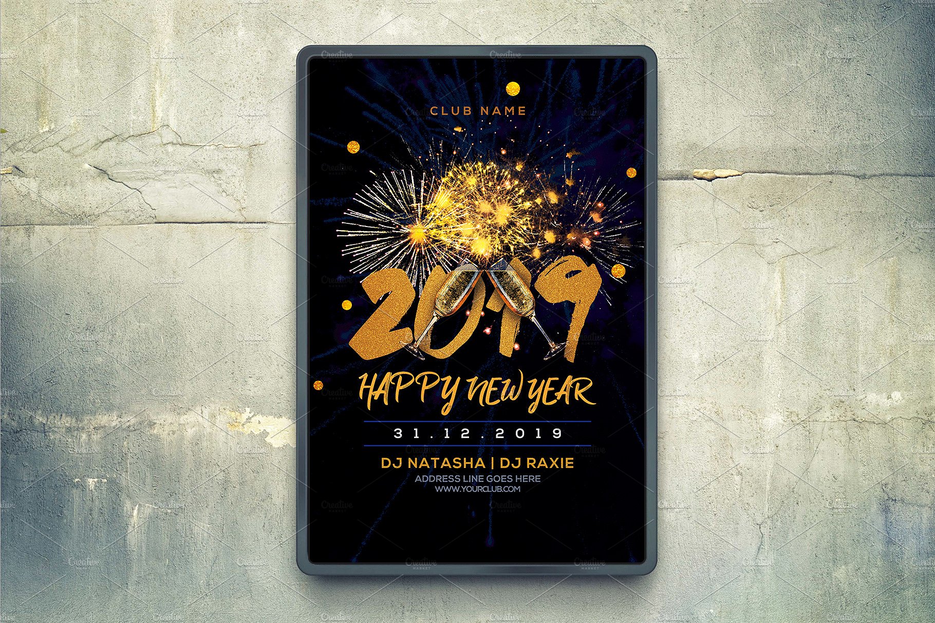 2019新年派对海报模板下载 New Year Party Flyer [psd]插图(4)