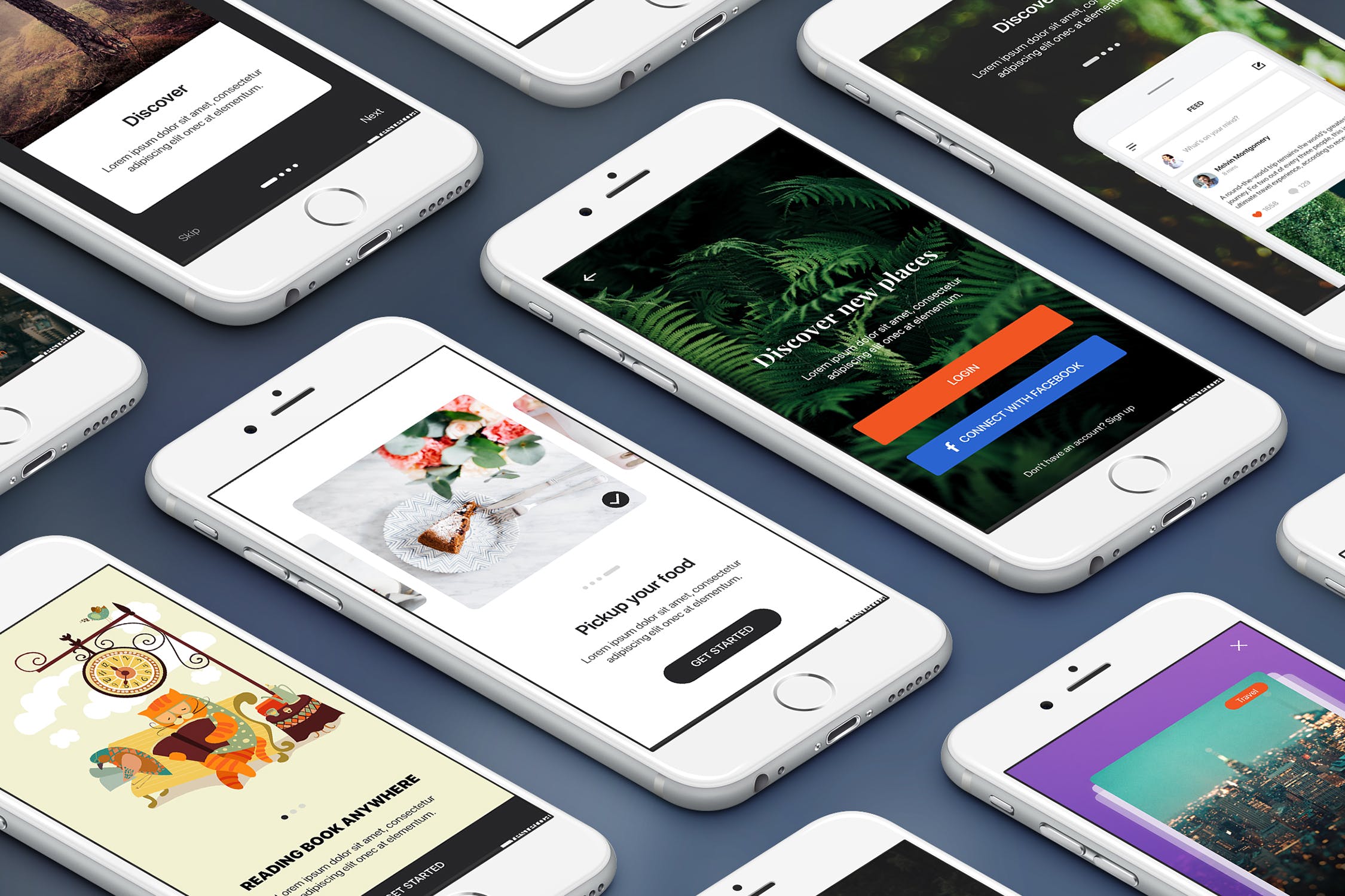 15个APP应用启动页UI界面设计模板 Walkthrough – Onboarding App UI Kit插图(1)