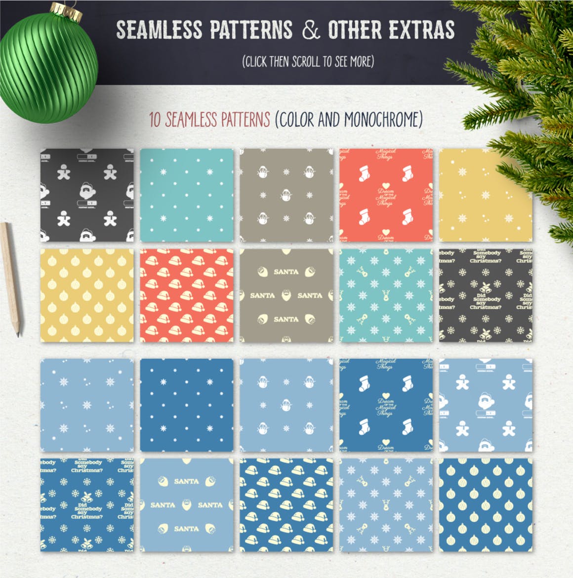 圣诞节主题设计素材包[1.07GB] Christmas Designs Mega Bundle, Retro Xmas Designs插图(12)