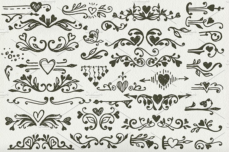 200个常用情人节手绘素材包[PSD,EPS]插图(3)