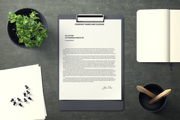 简约风格美式信头信纸版式设计样机素材库精选 US Letter Letterhead Mock-Up插图(4)