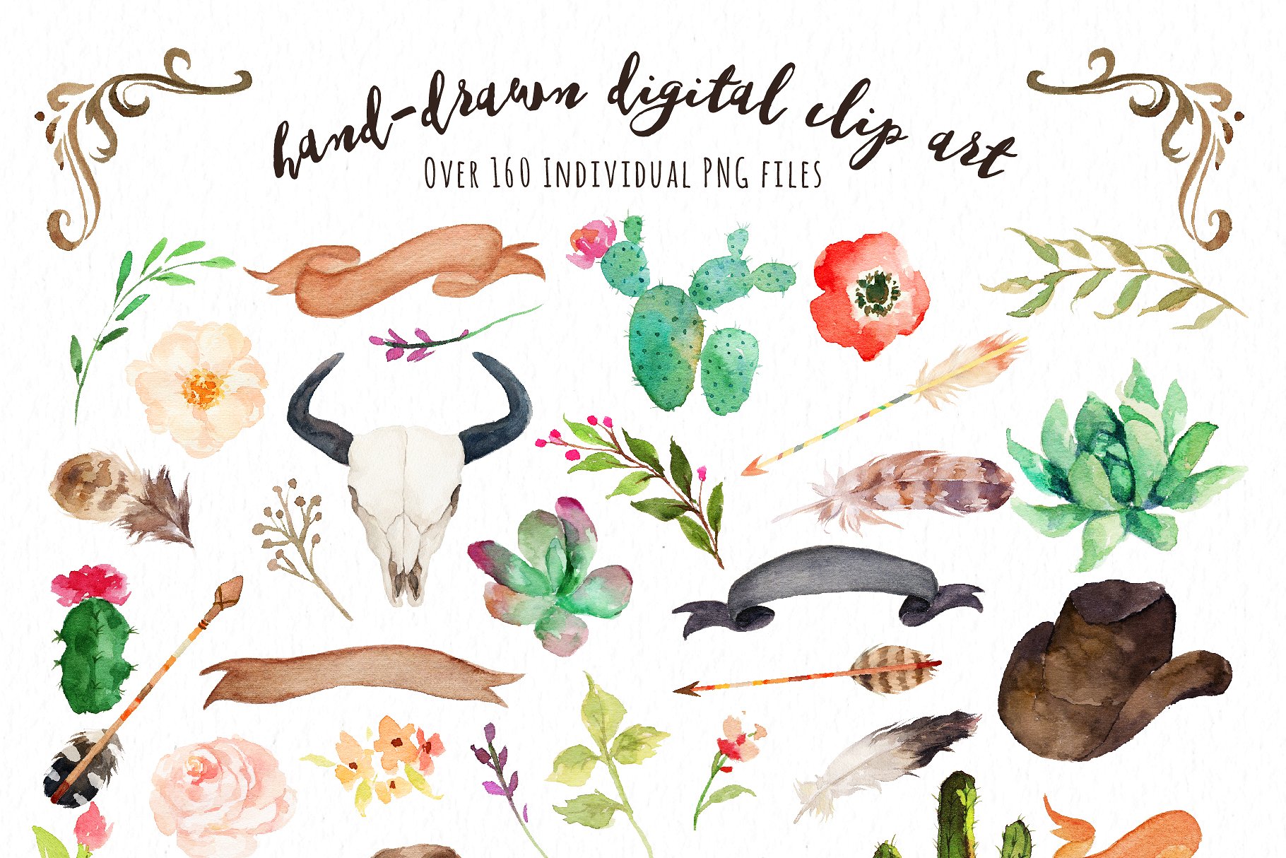 美国西大荒元素水彩素材 Watercolor Wild West Collection插图(7)